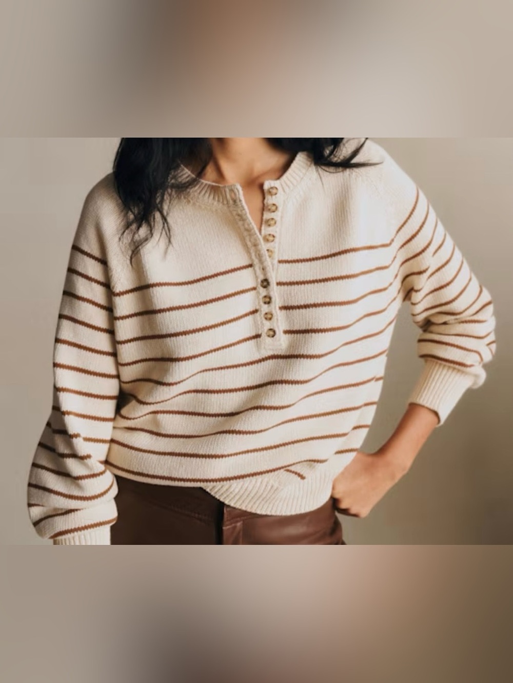 Sezane Leontine Sweater (size XS, color: ecru and white)